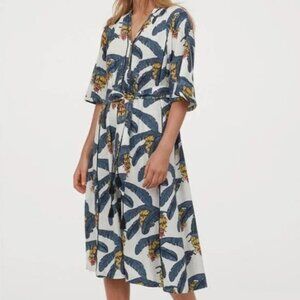 Desmond & Dempsey x H&M Linen Banana Leaf Belted Midi Kaftan Medium